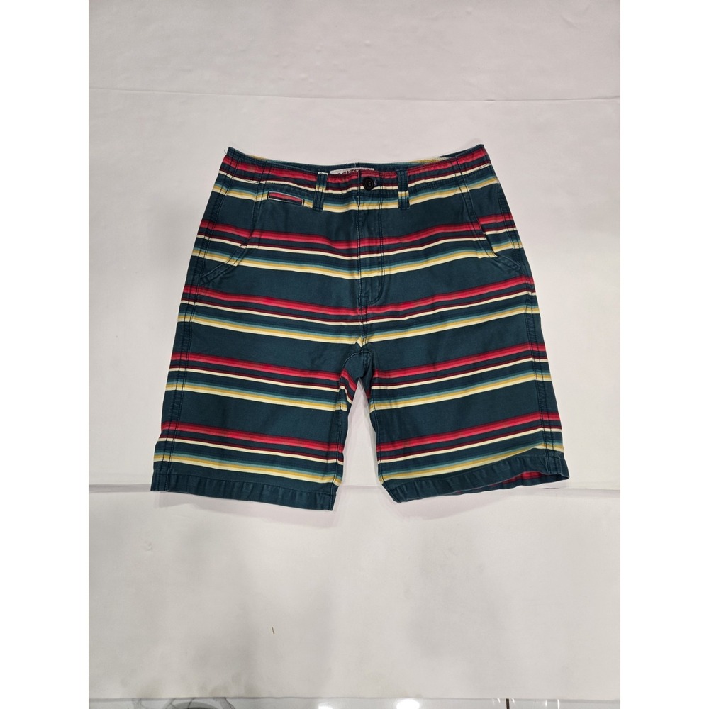 Arizona Jean Co. Men's Striped Flat Front Shorts‎ Teal Red Yellow Size 33 Casual